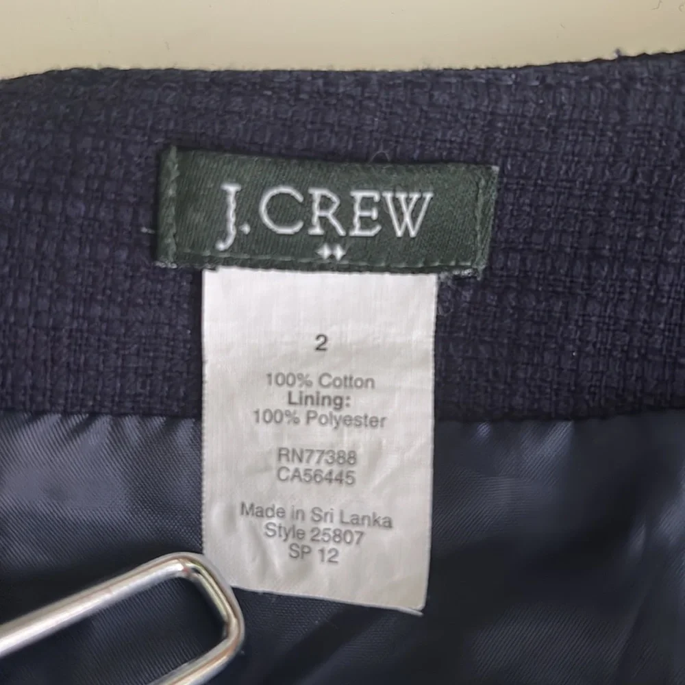 J. Crew Textured Cotton Mini Skirt Navy Size 2